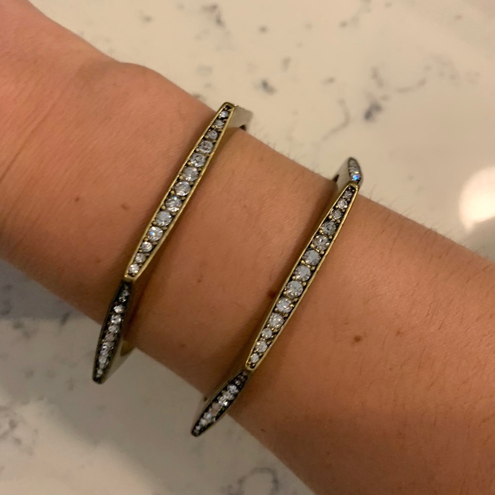 Medina Hexagon Pave Bangle Set